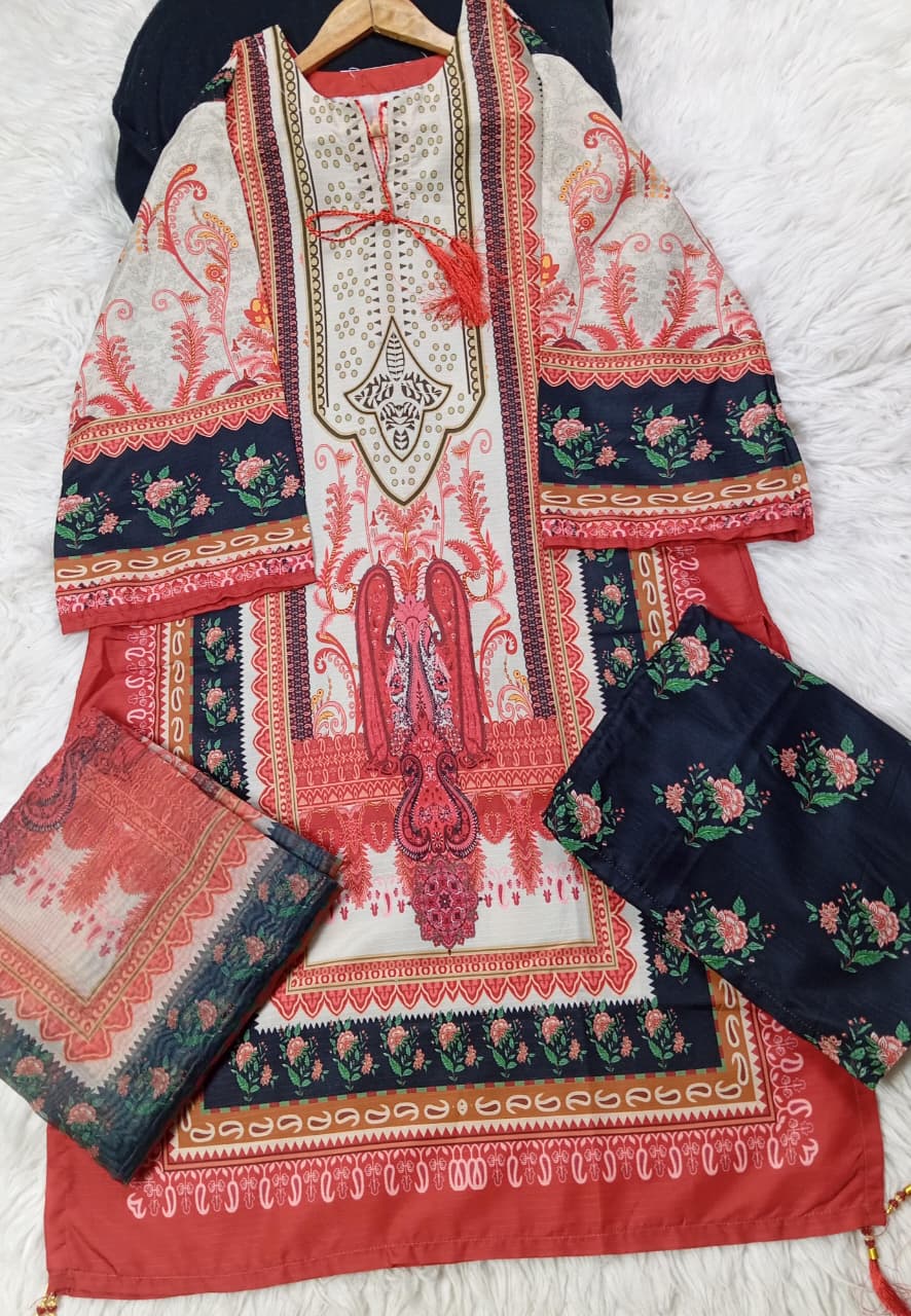 3 PIECE - EMBROIDERED LAWN SUIT