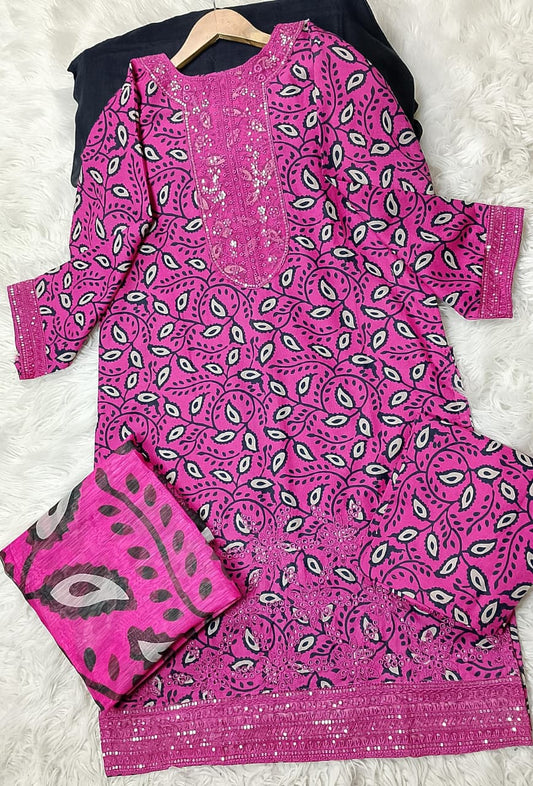 3 PIECE - EMBROIDERED KHADDAR SUIT
