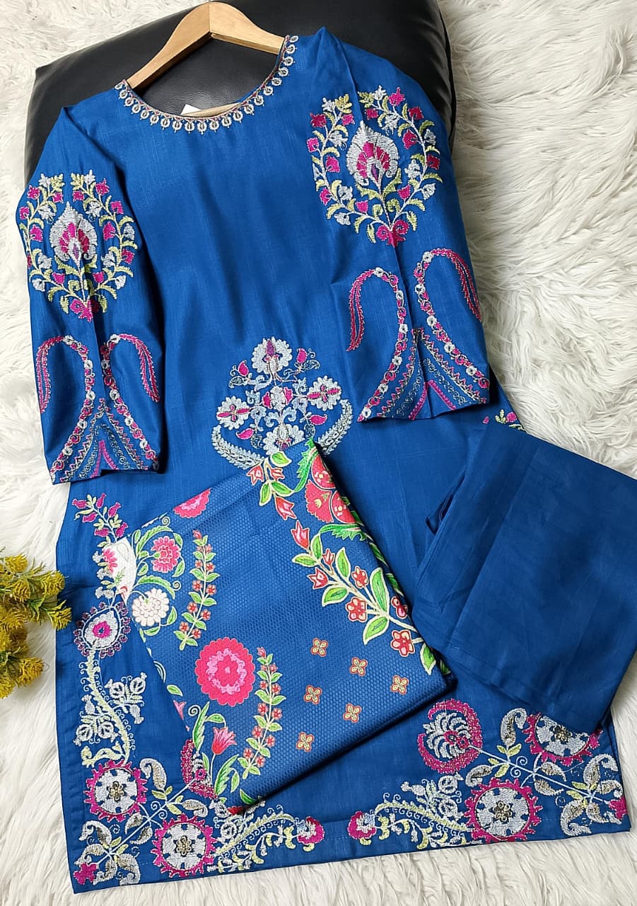 3 PIECE - EMBROIDERED KHADDAR SUIT