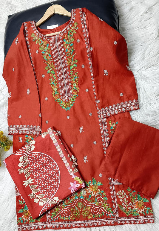 3 PIECE - EMBROIDERED KHADDAR SUIT