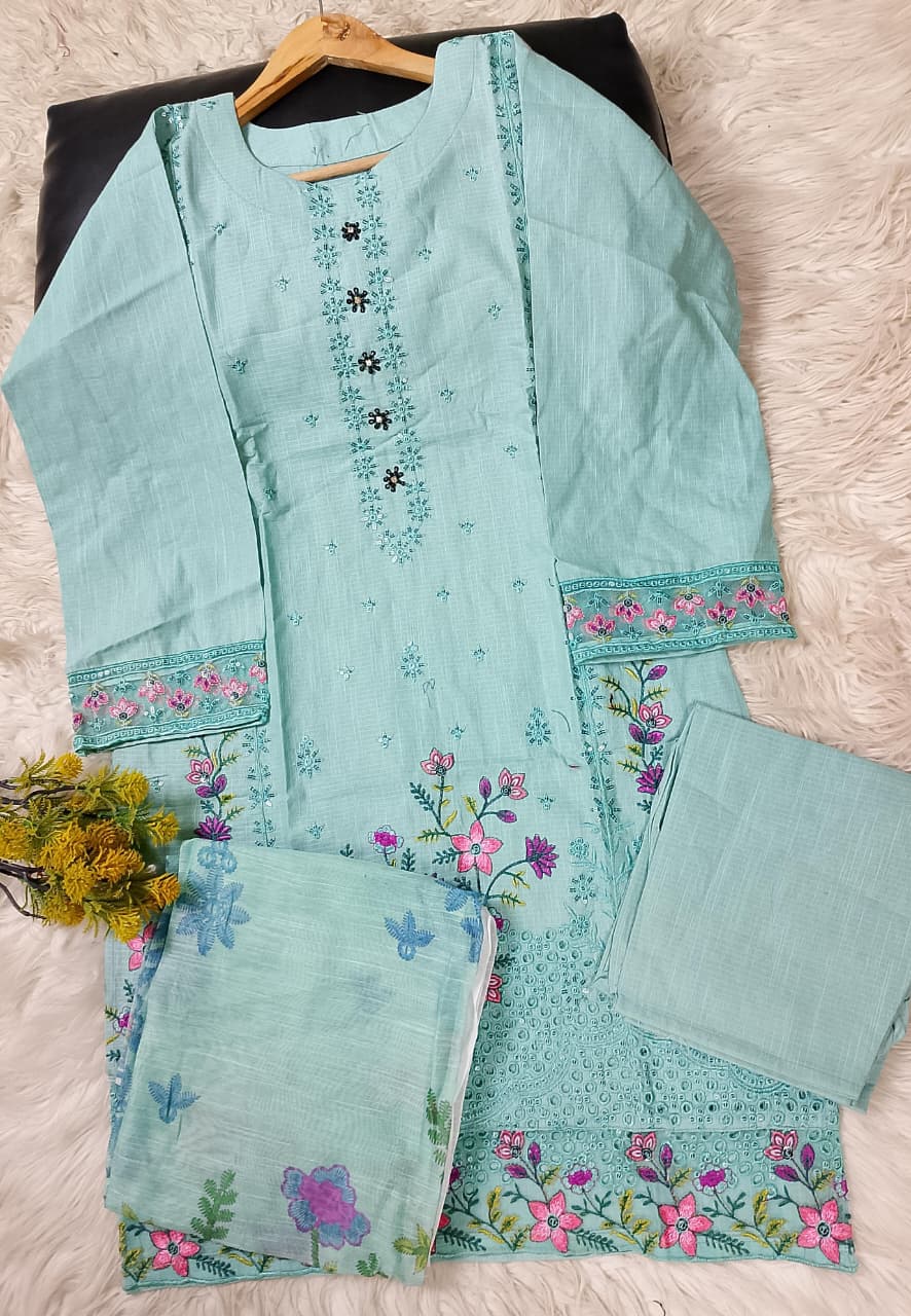 3 PIECE - EMBROIDERED KHADDAR SUIT