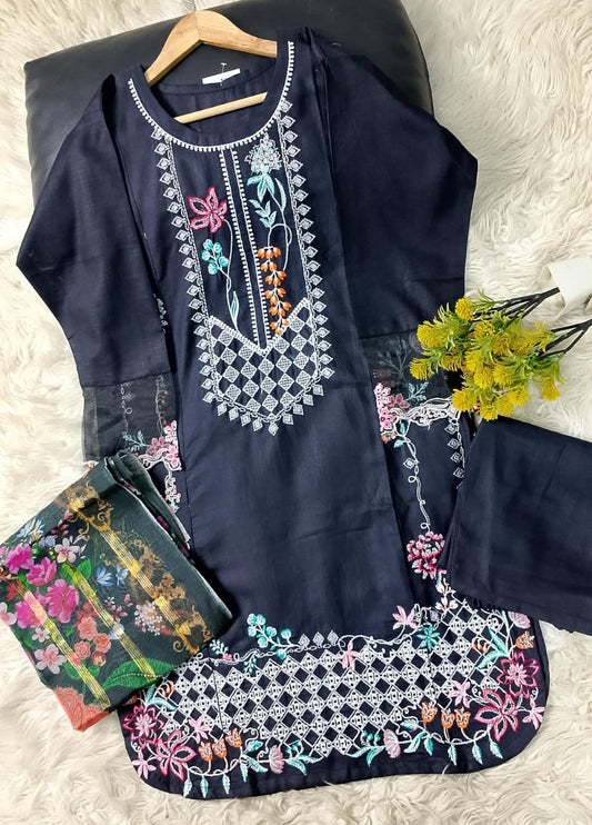 3 PIECE - EMBROIDERED KHADDAR SUIT