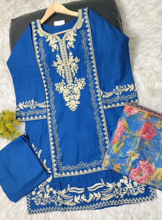 3 PIECE - EMBROIDERED KHADDAR SUIT