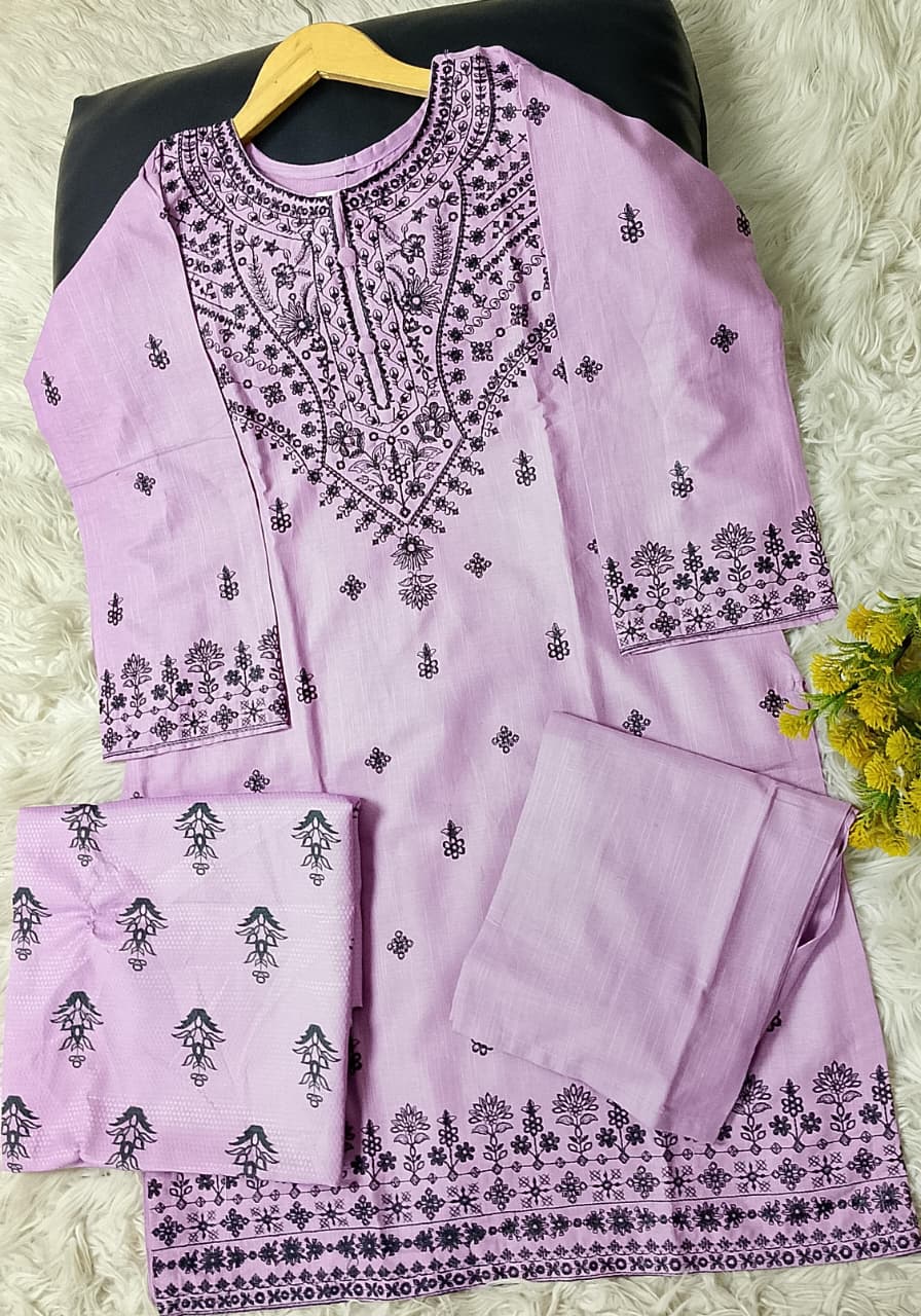 3 PIECE - EMBROIDERED KHADDAR SUIT