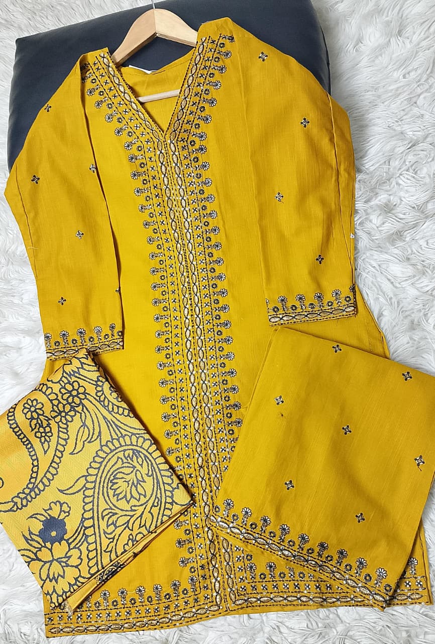 3 PIECE - EMBROIDERED KHADDAR SUIT