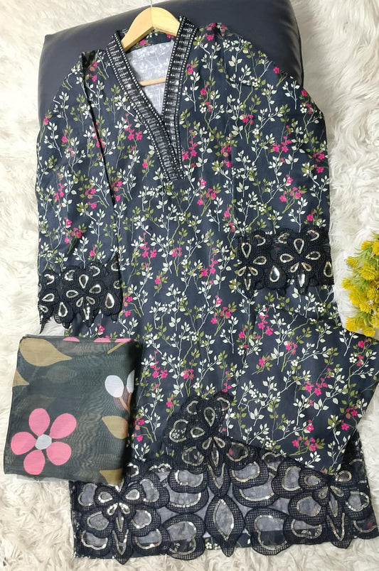 3 PIECE - EMBROIDERED KHADDAR SUIT