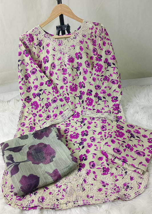 3 PIECE - EMBROIDERED KHADDAR SUIT