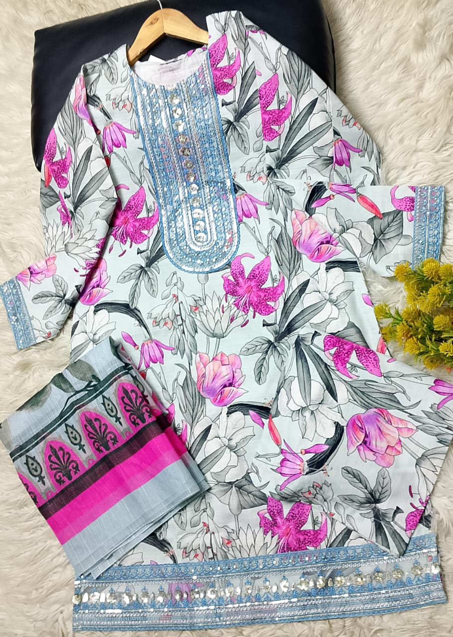 3 PIECE - EMBROIDERED KHADDAR SUIT