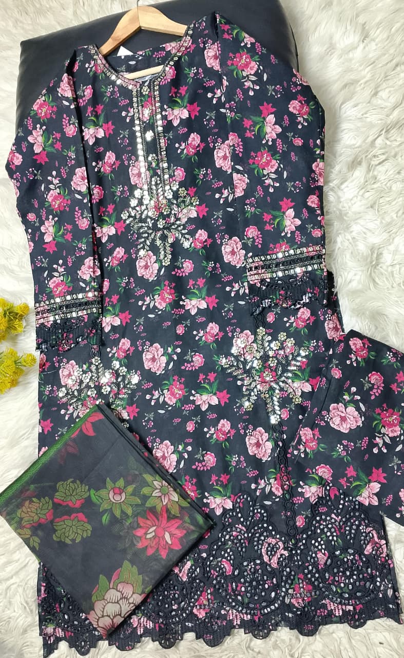3 PIECE - EMBROIDERED KHADDAR SUIT