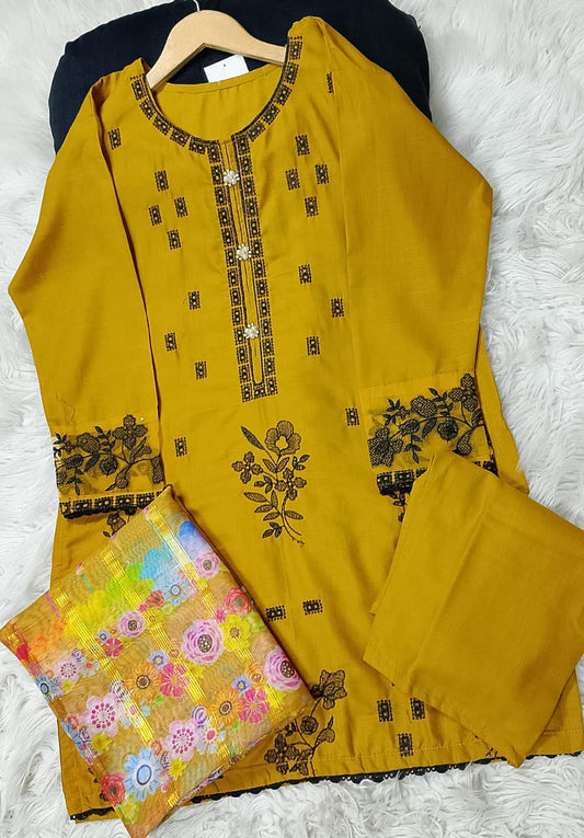 3 PIECE - EMBROIDERED KHADDAR SUIT