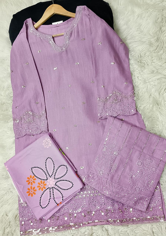3 PIECE - EMBROIDERED KHADDAR SUIT