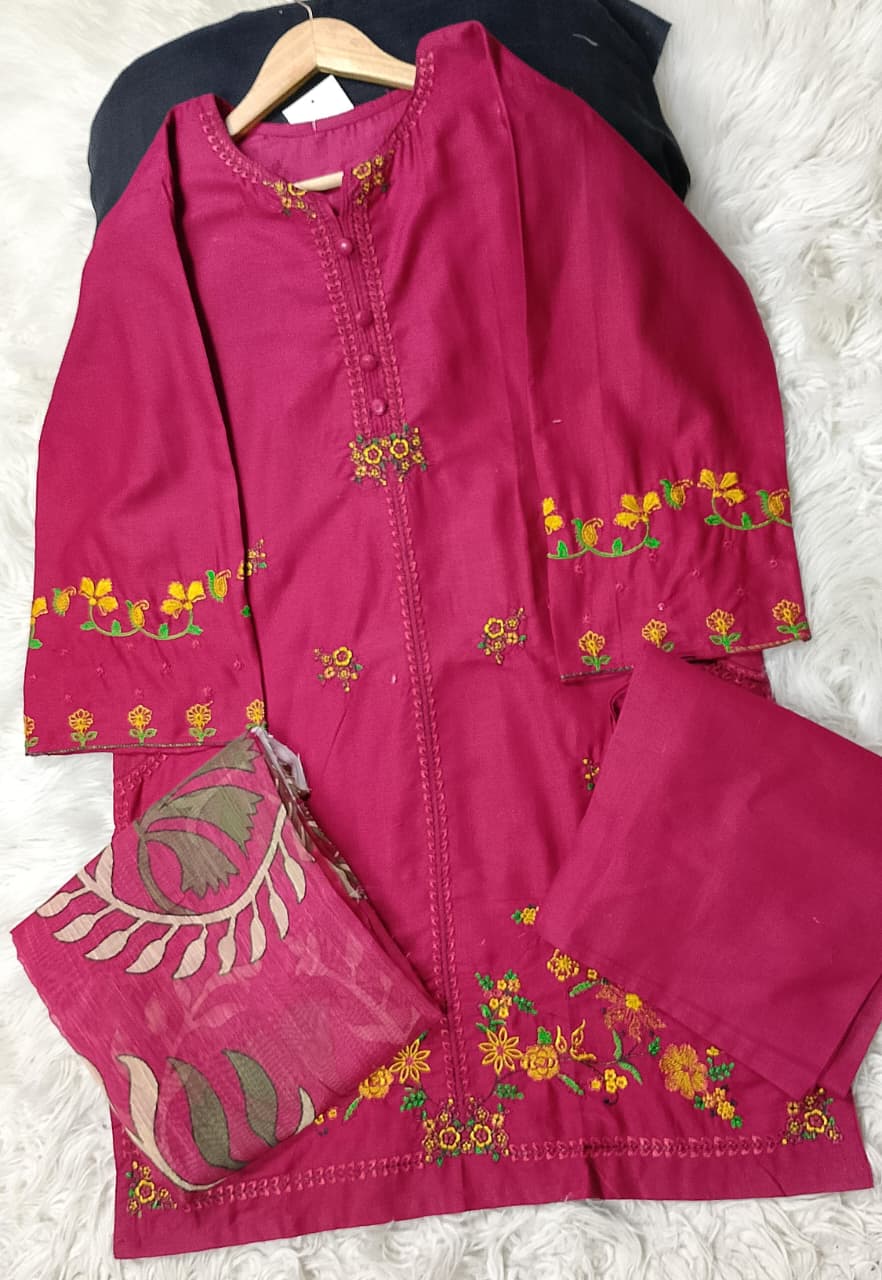 3 PIECE - EMBROIDERED KHADDAR SUIT