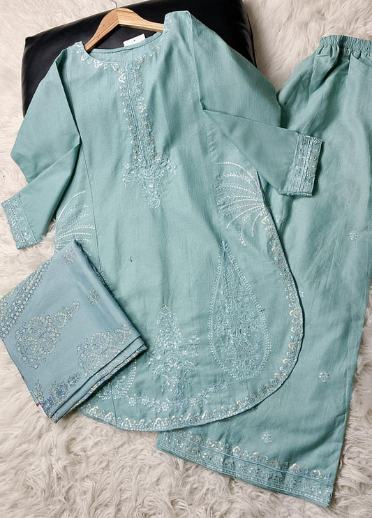 3 PIECE - EMBROIDERED KHADDAR SUIT
