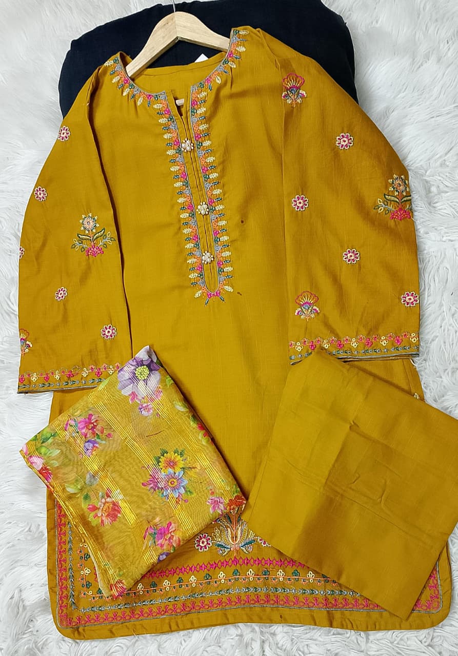 3 PIECE - EMBROIDERED KHADDAR SUIT