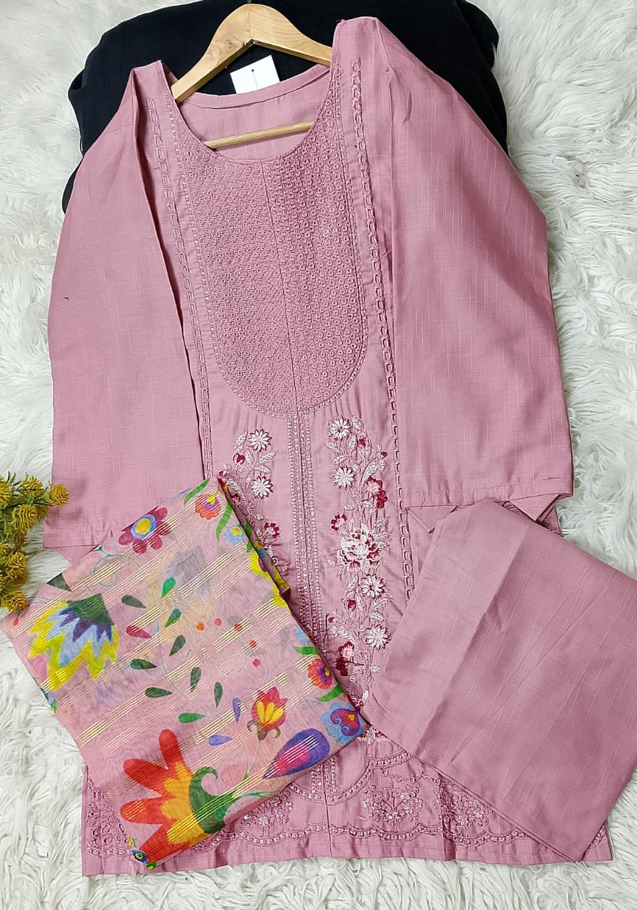 3 PIECE - EMBROIDERED KHADDAR SUIT
