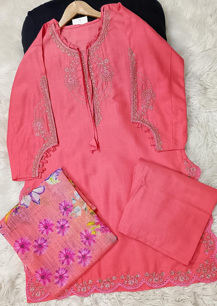3 PIECE - EMBROIDERED KHADDAR SUIT