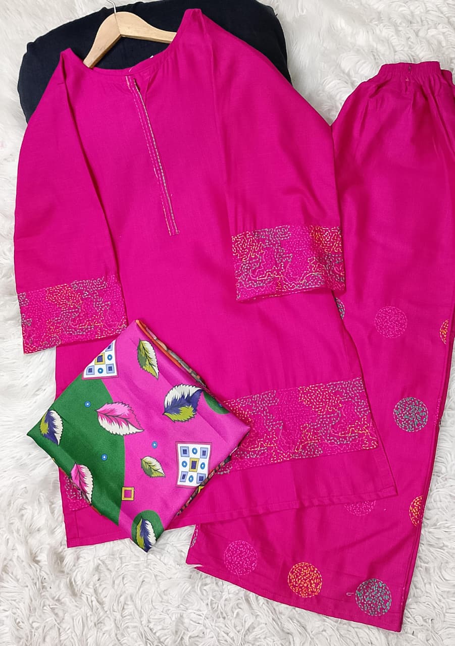 3 PIECE - EMBROIDERED KHADDAR SUIT