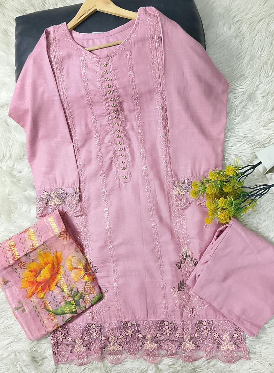 3 PIECE - EMBROIDERED KHADDAR SUIT