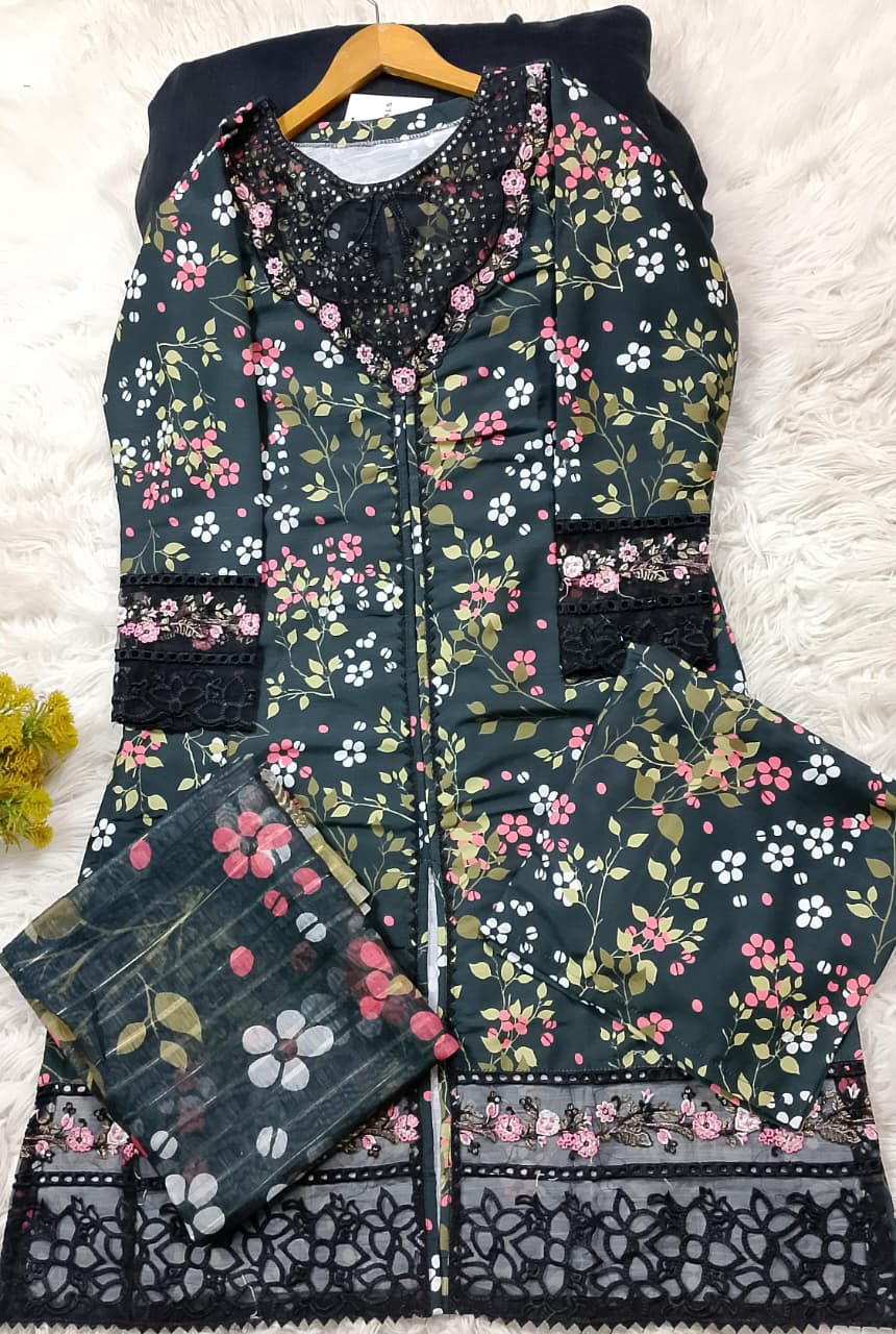 3 PIECE - EMBROIDERED VISCOSE SUIT