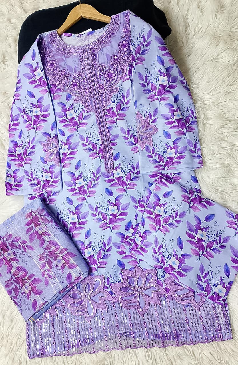 3 PIECE - EMBROIDERED VISCOSE SUIT