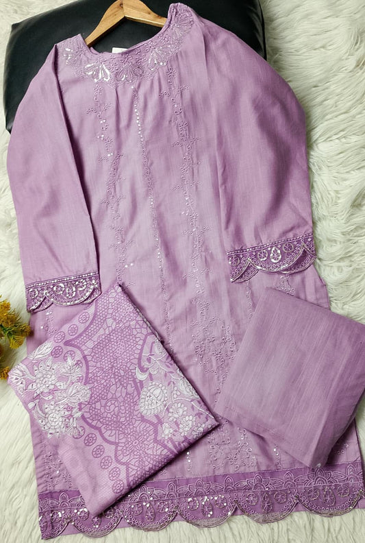 3 PIECE - EMBROIDERED KHADDAR SUIT
