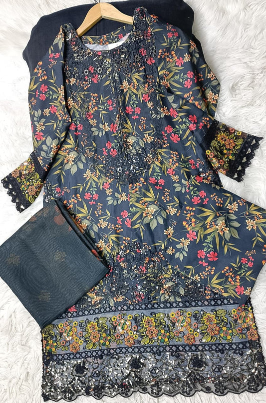 3 PIECE - EMBROIDERED VISCOSE SUIT