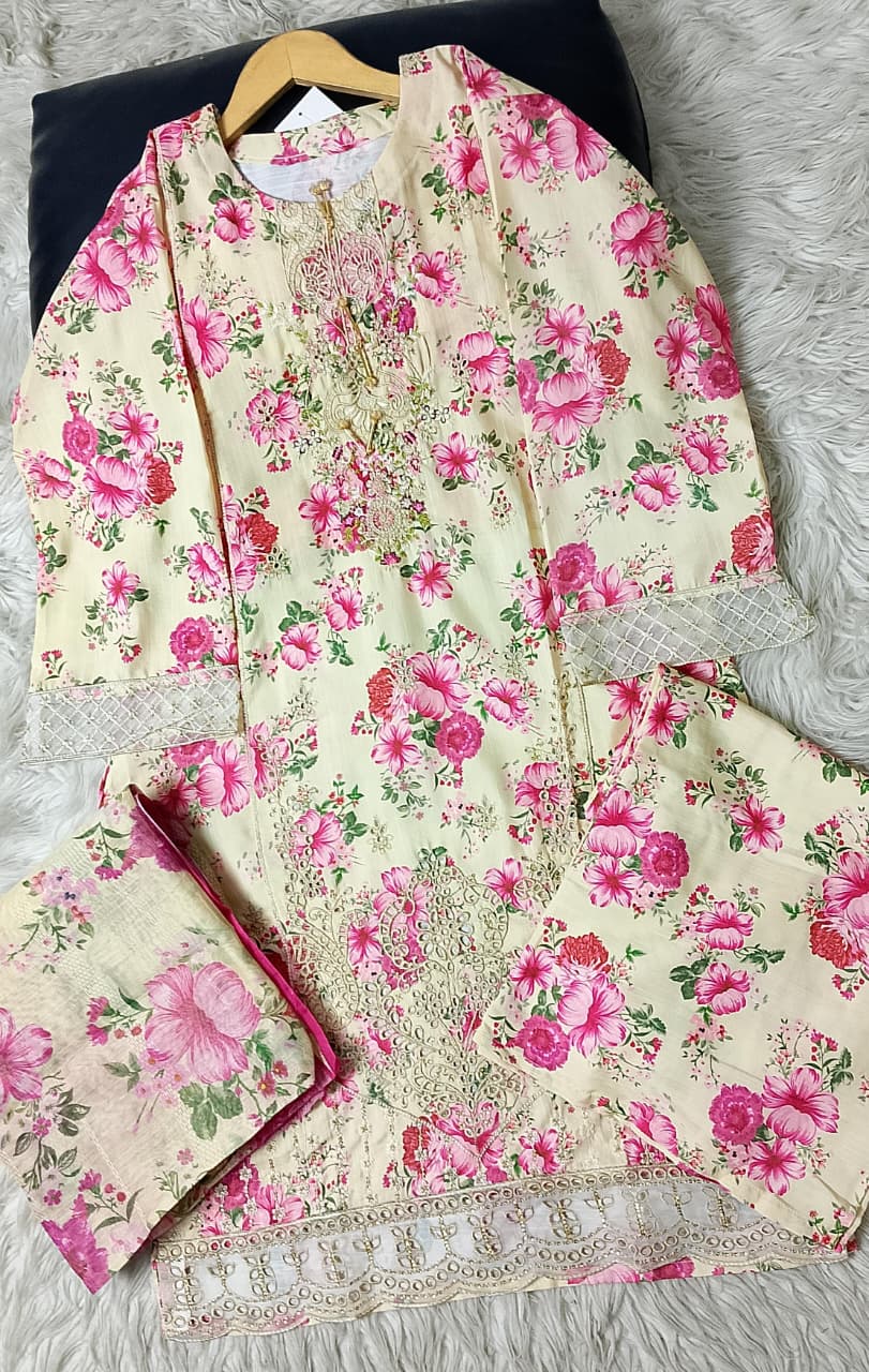 3 PIECE - EMBROIDERED VISCOSE SUIT