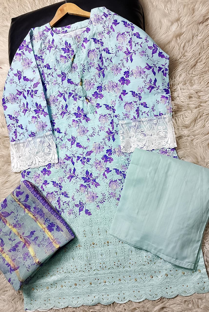 3 PIECE - EMBROIDERED VISCOSE SUIT