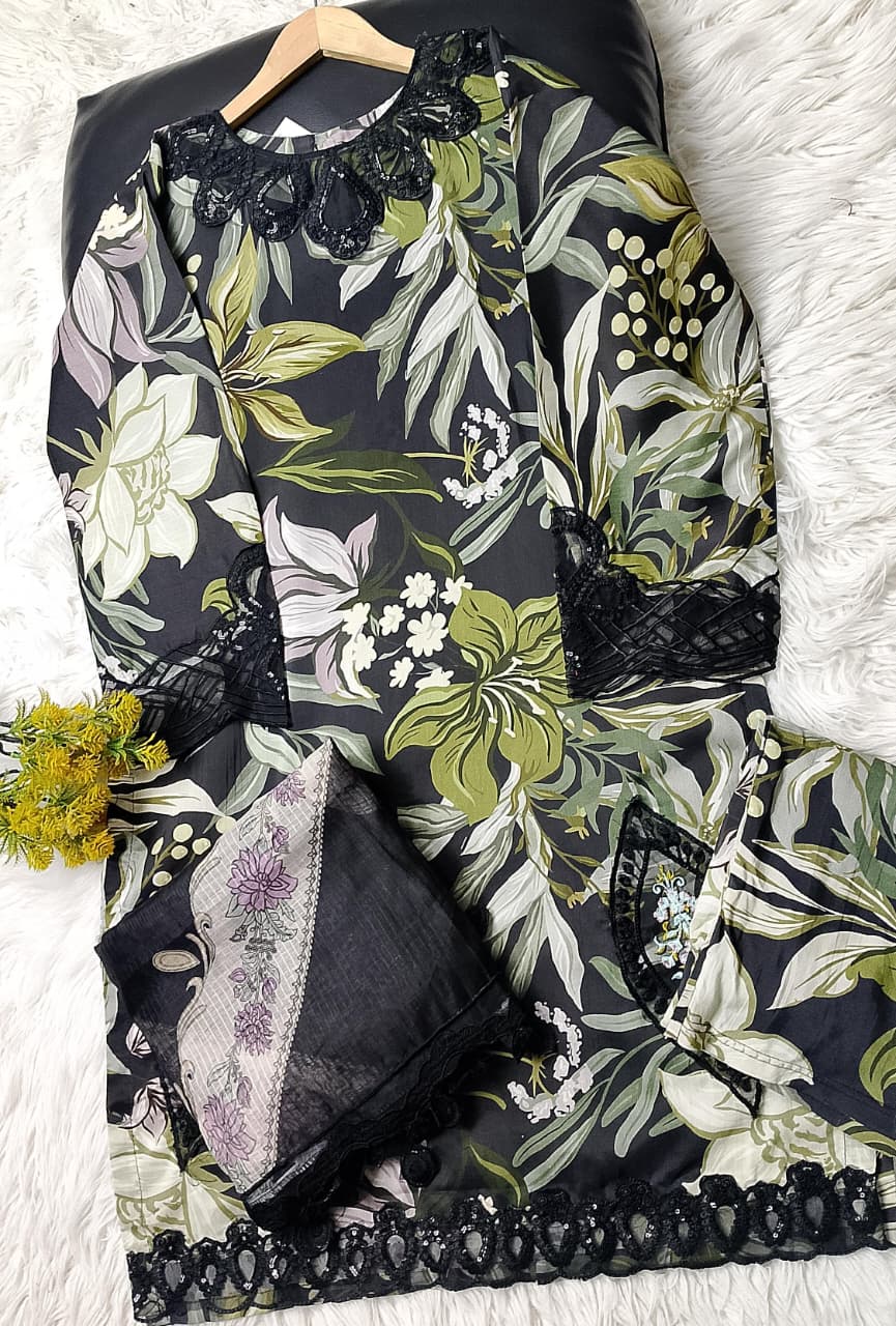 3 PIECE - EMBROIDERED VISCOSE SUIT