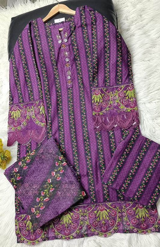 3 PIECE - EMBROIDERED VISCOSE SUIT