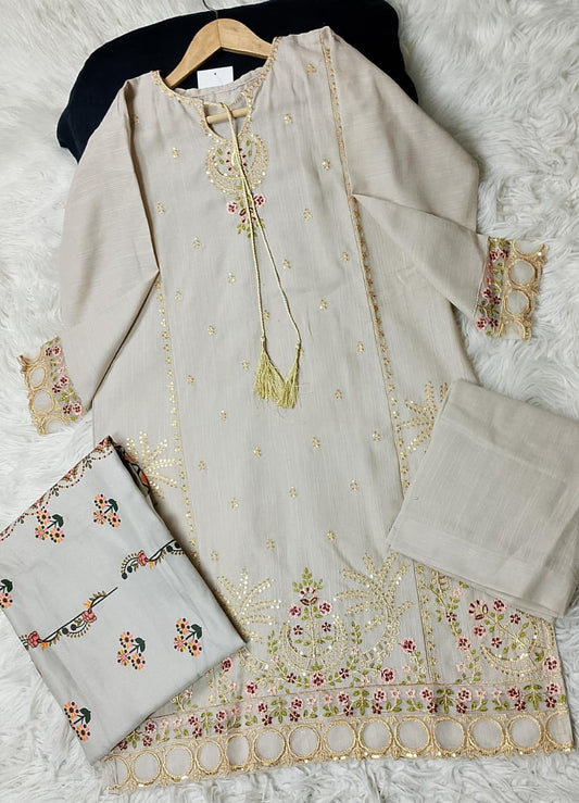3 PIECE - EMBROIDERED KHADDAR SUIT