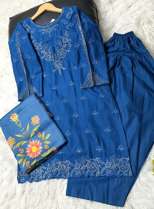 3 PIECE - EMBROIDERED KHADDAR SUIT