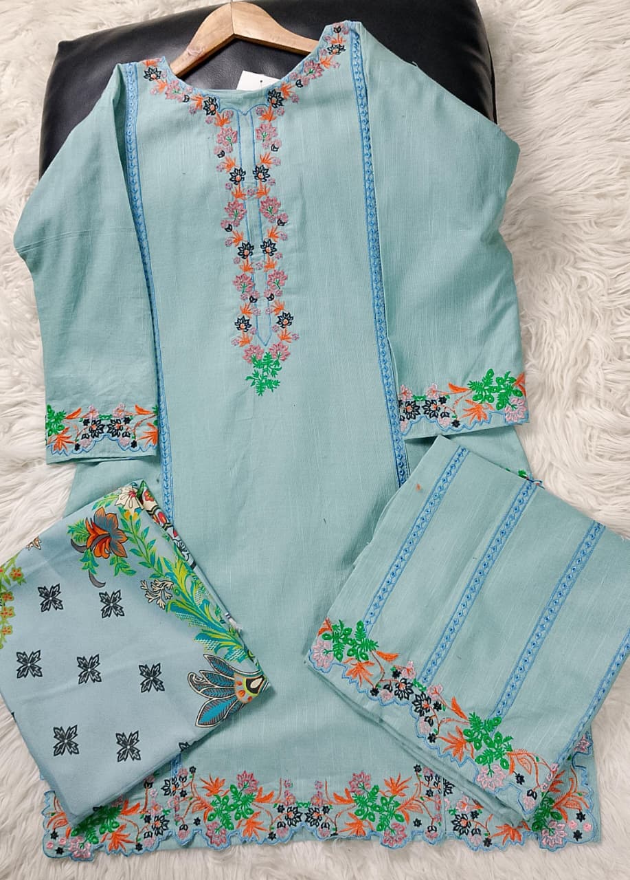 3 PIECE - EMBROIDERED KHADDAR SUIT