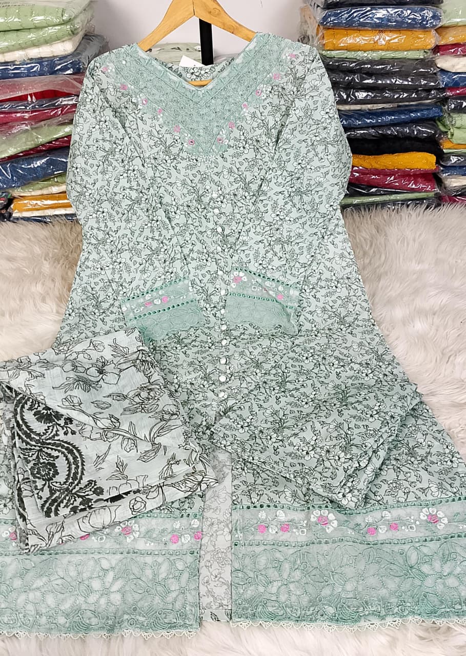 3 PIECE - EMBROIDERED / PRINTED LAWN SUIT
