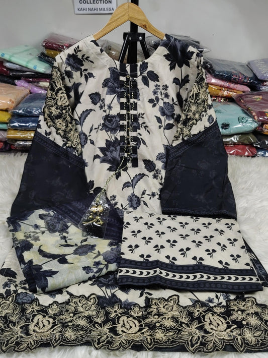 3 PIECE - EMBROIDERED / PRINTED LAWN SUIT