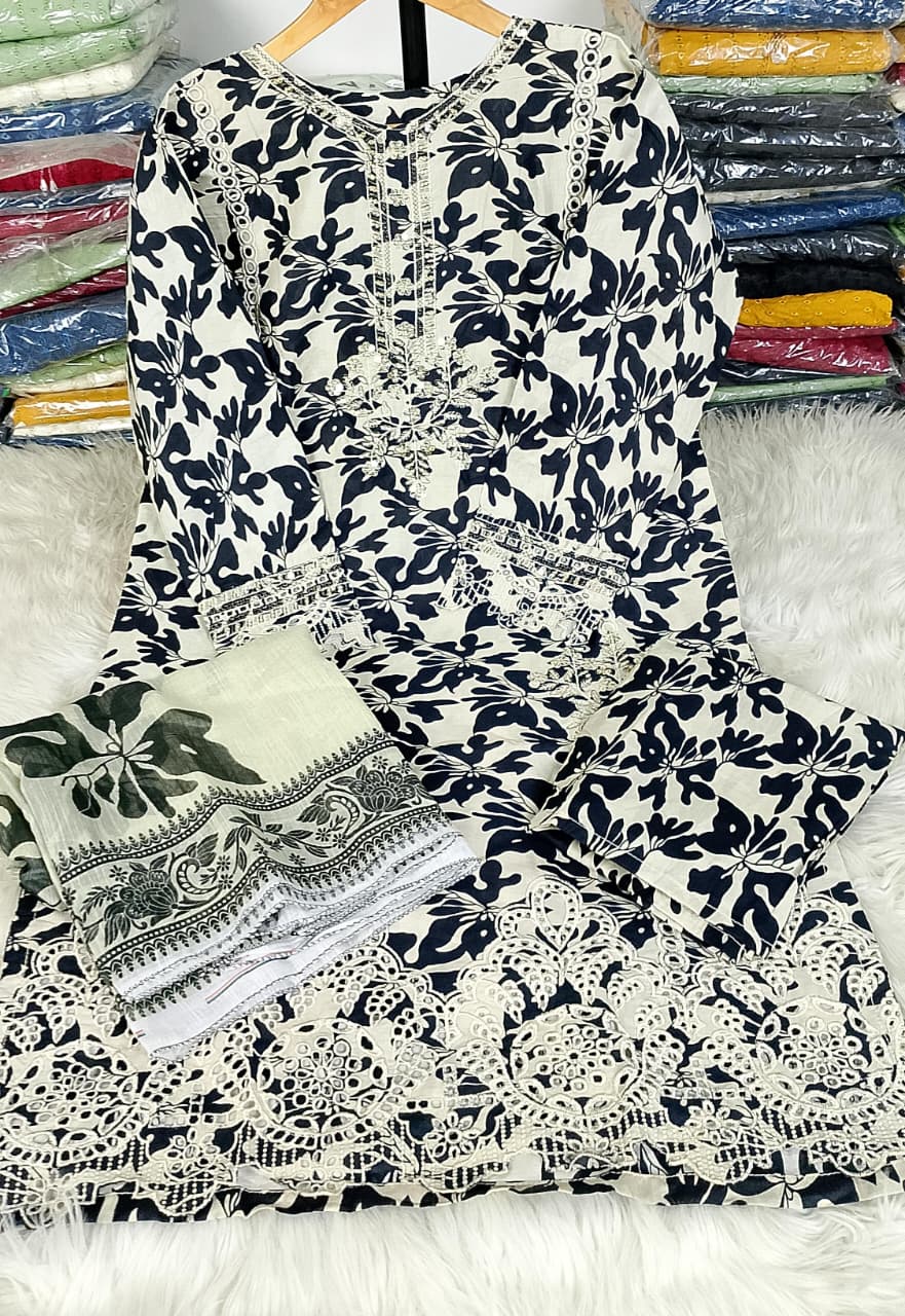 3 PIECE - EMBROIDERED / PRINTED LAWN SUIT