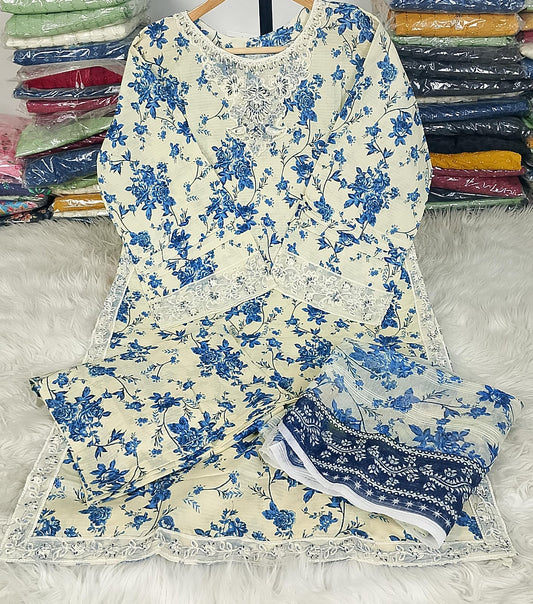 3 PIECE - EMBROIDERED / PRINTED LAWN SUIT