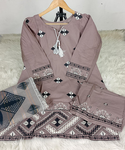 3 PIECE - EMBROIDERED LAWN SUIT