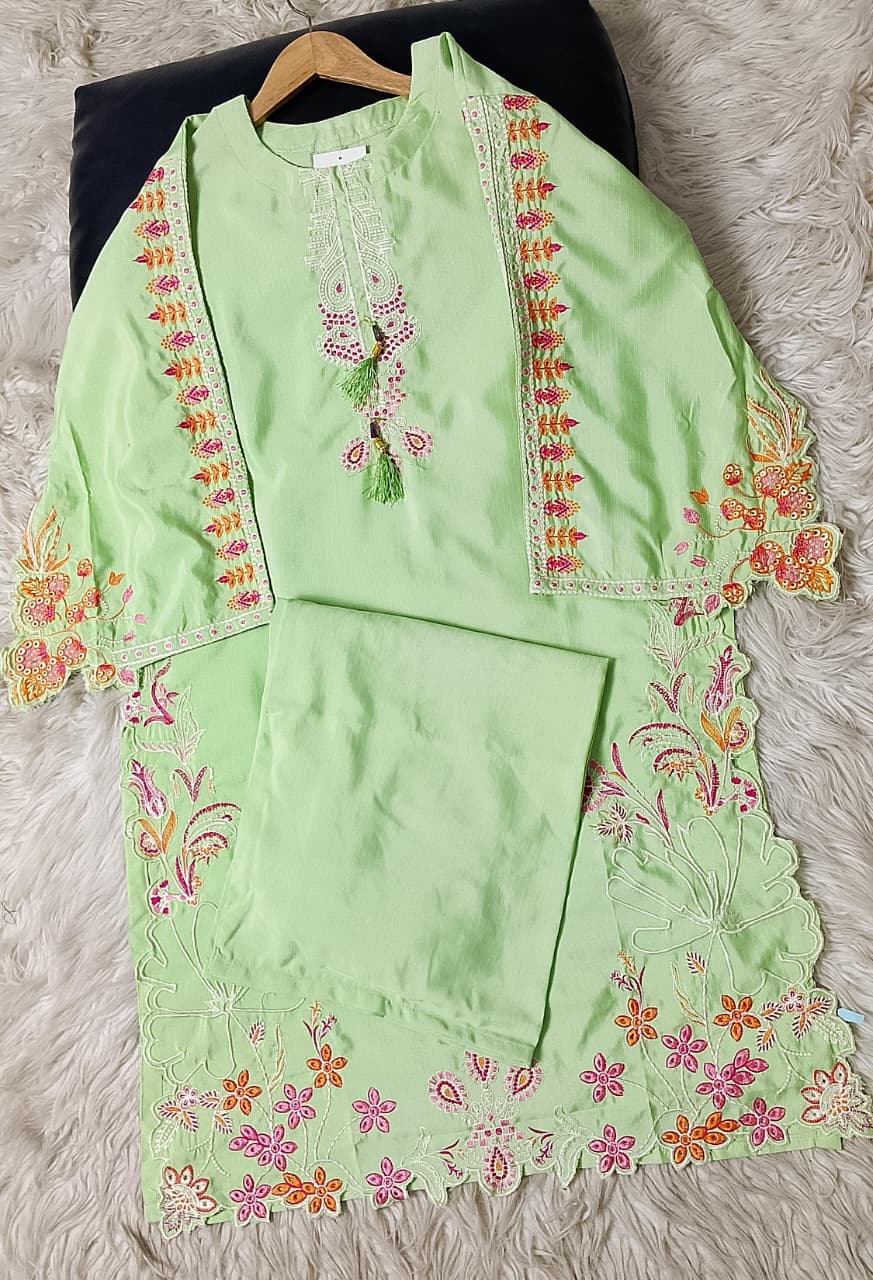 2 PIECE - EMBROIDERED VISCOSE SUIT