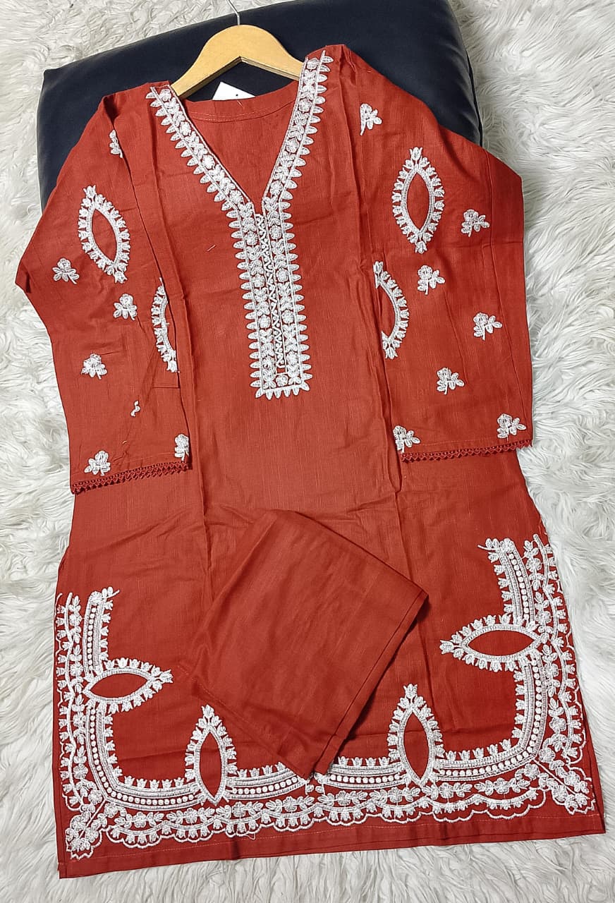 2 PIECE - EMBROIDERED KHADDAR SUIT