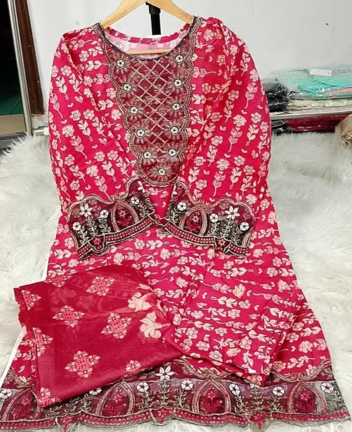 3 PIECE - EMBROIDERED / PRINTED LAWN SUIT