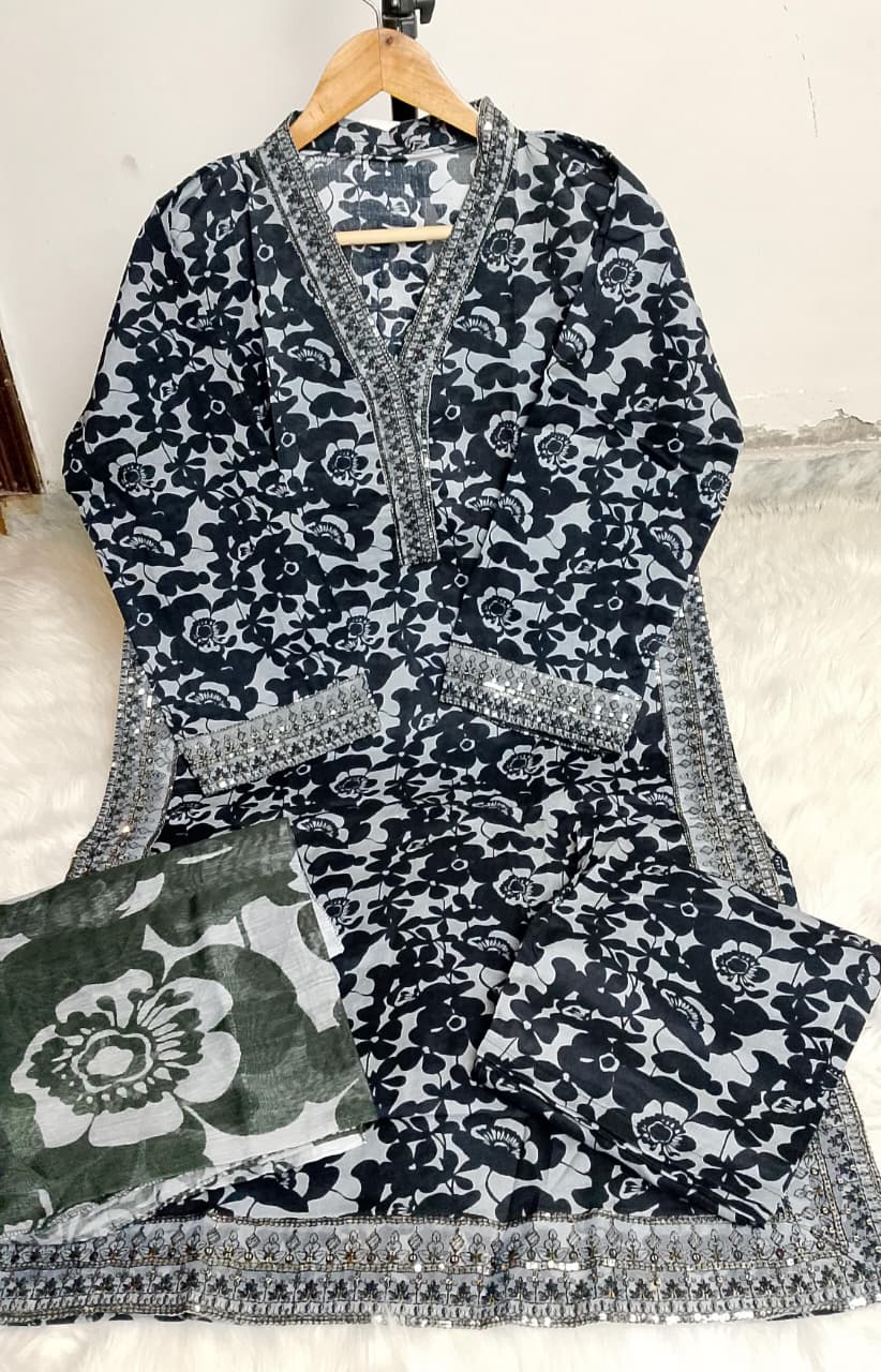 3 PIECE - EMBROIDERED / PRINTED LAWN SUIT