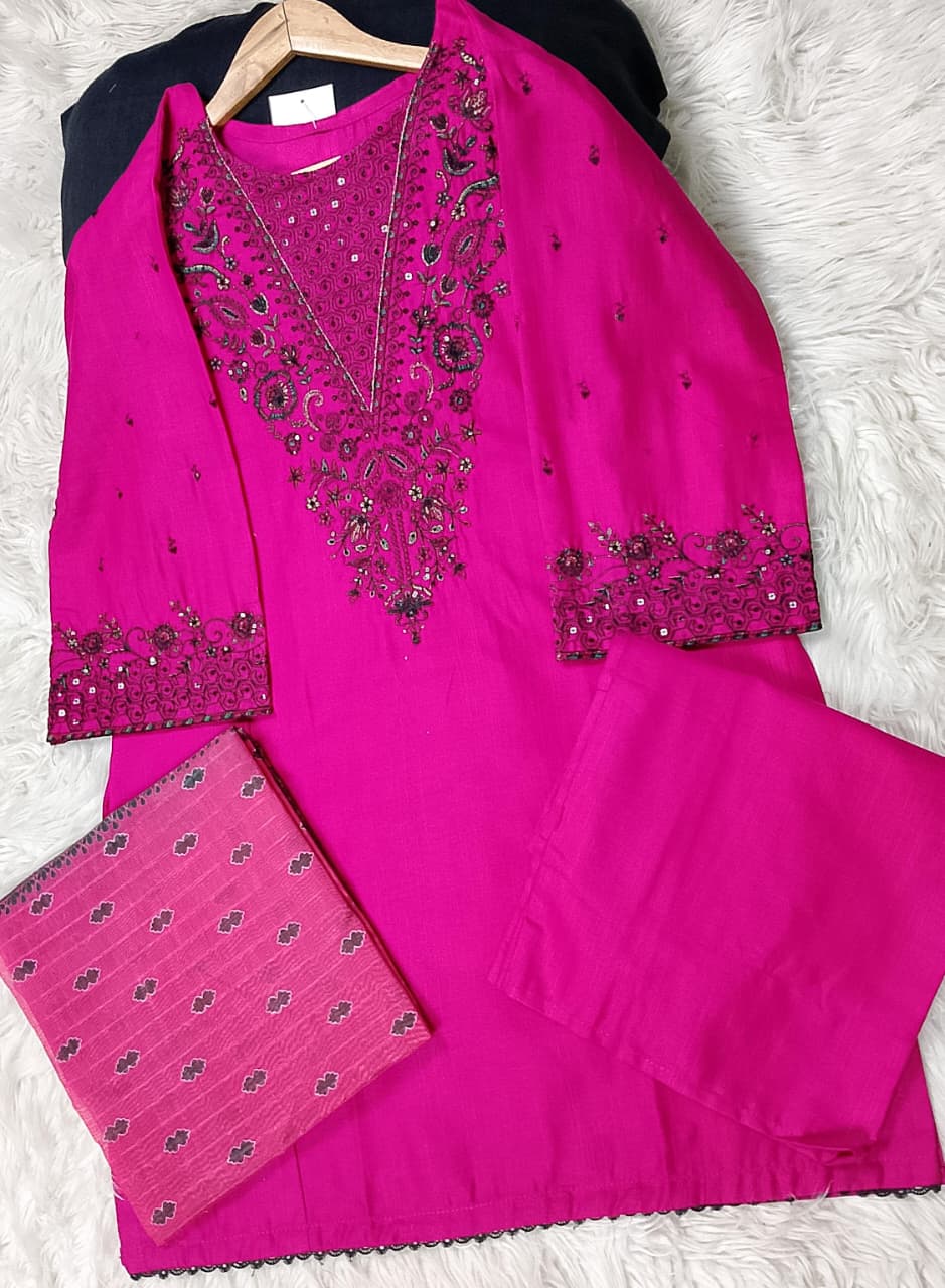 3 PIECE - EMBROIDERED KHADDAR SUIT