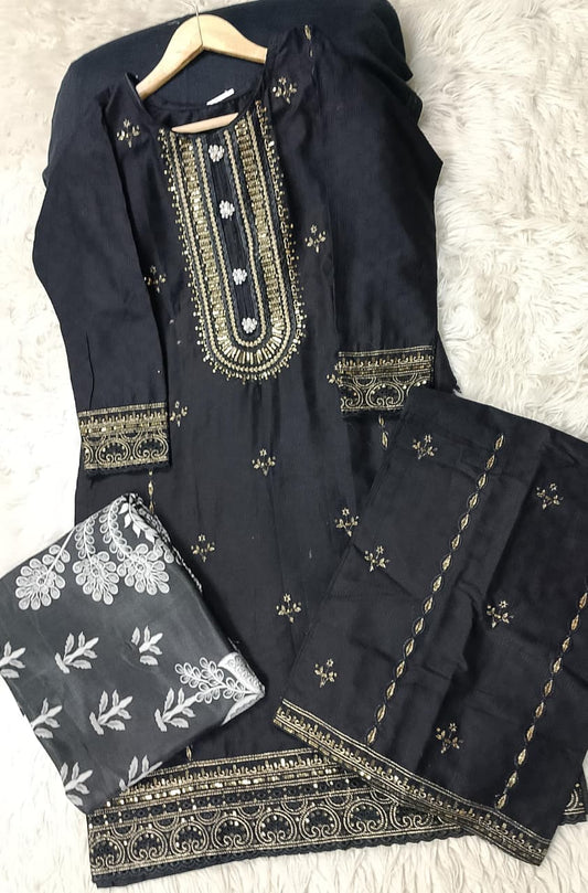3 PIECE - EMBROIDERED KHADDAR SUIT