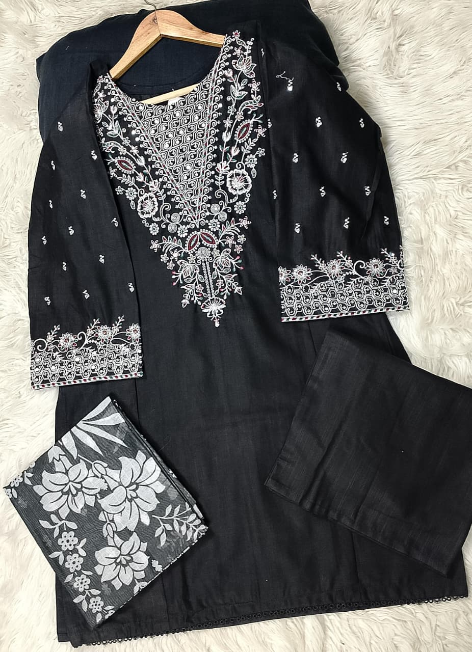 3 PIECE - EMBROIDERED KHADDAR SUIT
