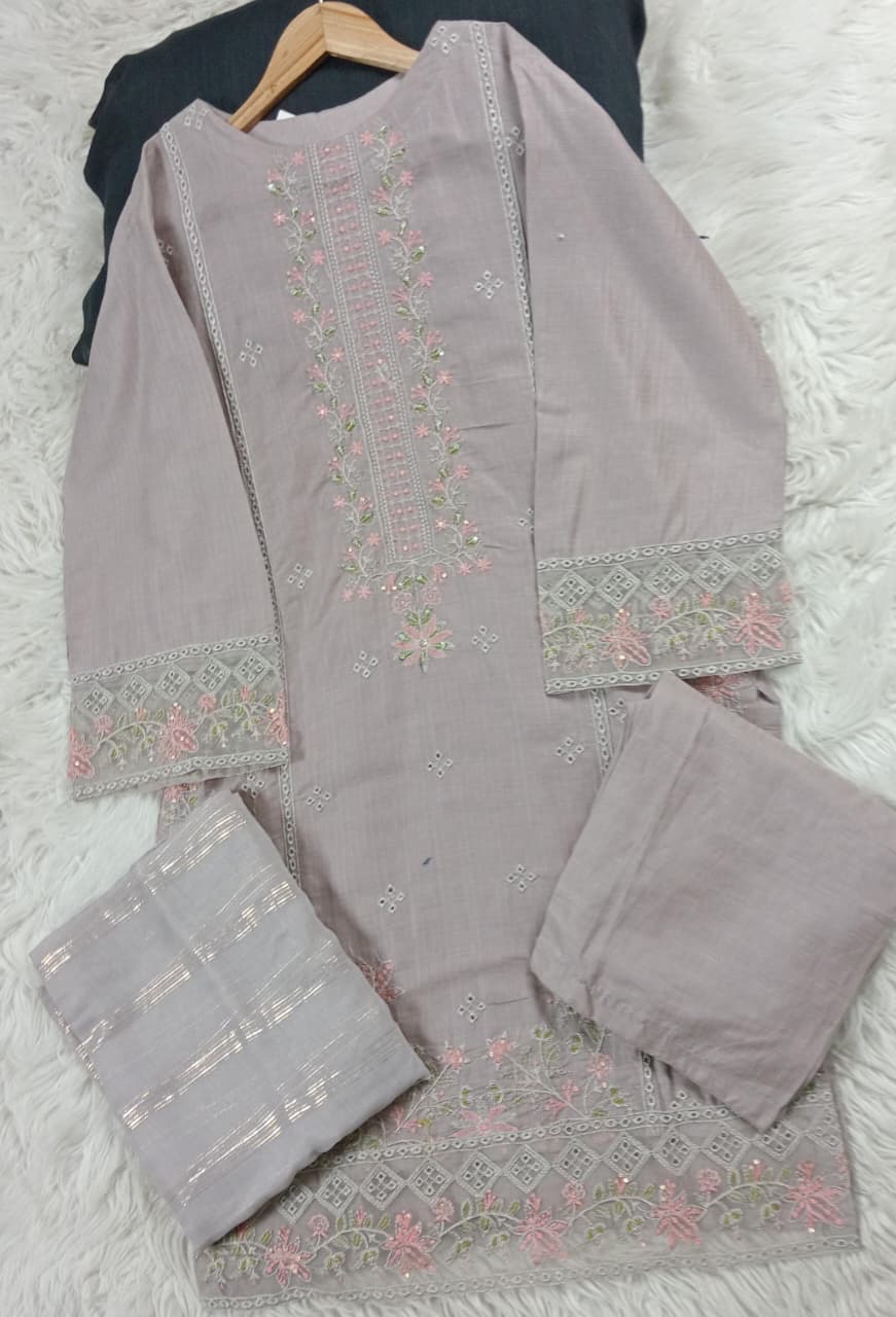3 PIECE - EMBROIDERED LAWN SUIT