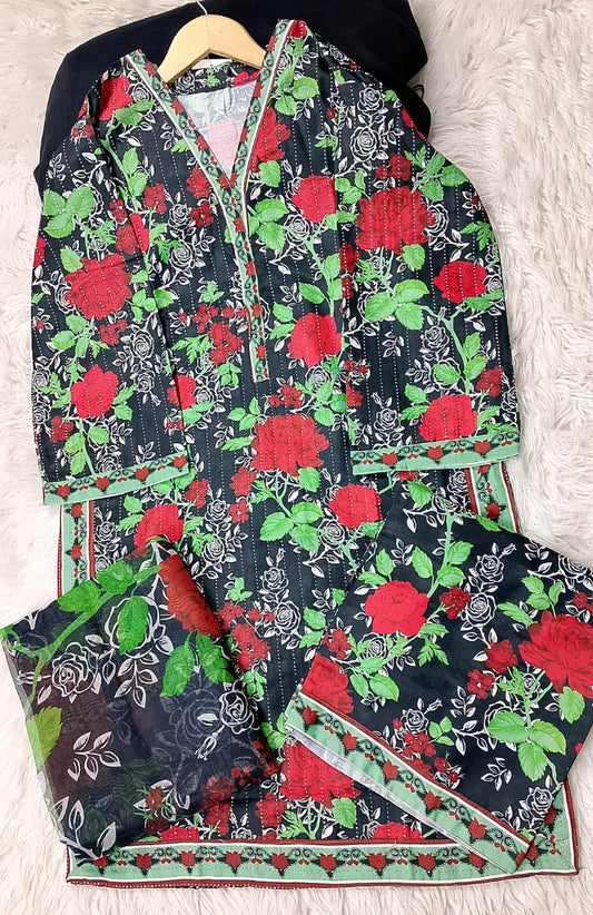 3 PIECE - EMBROIDERED KHADDAR SUIT