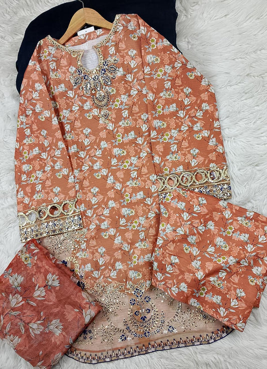 3 PIECE - EMBROIDERED LAWN SUIT
