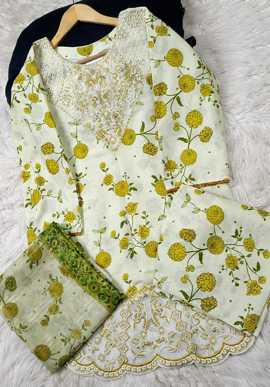 3 PIECE - EMBROIDERED LAWN SUIT