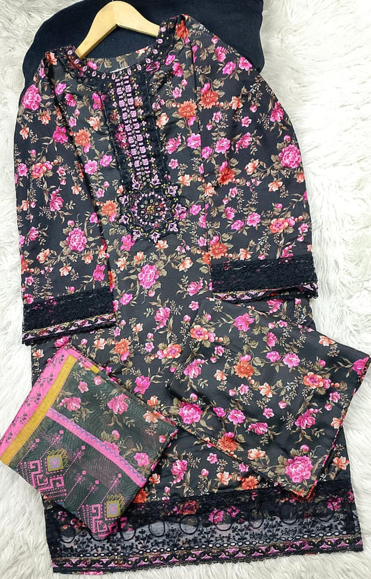 3 PIECE - EMBROIDERED LAWN SUIT
